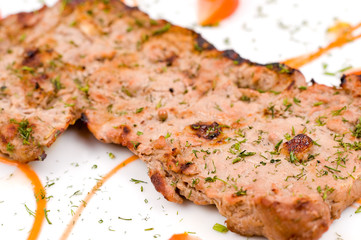 grilled beef steak, macro