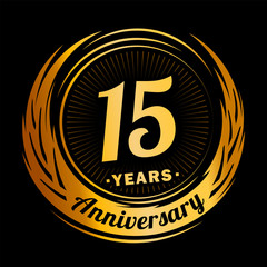 15 years anniversary. Anniversary logo design. 15 years logo.
