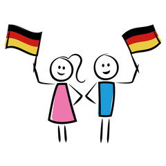 Mann und Frau mit Deutschland-Flaggen