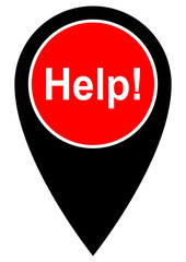 nlps5 NewLocationPointerSign nlps - sign - map pin - icon marker - english - Help! - DIN A1 A2 A3 A4 Poster - xxl g5989