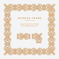 Traditional Chinese Golden Frame Tracery Design Decoration Elements