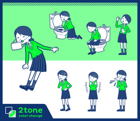 Fototapeta na wymiar 2tone type school girl green Blazer_set 09