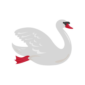 Cartoon swan icon on white background.