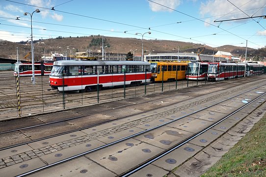 traim and city Brno, Czech republic, Europe