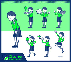 2tone type school girl green Blazer_set 05