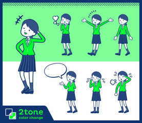 Fototapeta na wymiar 2tone type school girl green Blazer_set 03