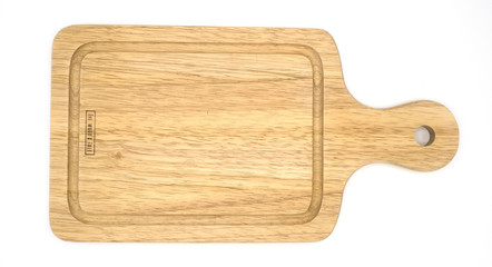 natural wooden chopping board isolate on white background
