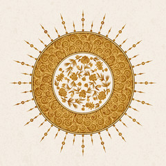 vector round arabesque design with floral design and arabic pattern. design for print, interior, tile