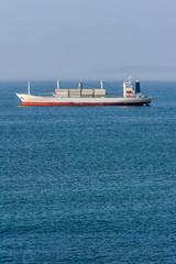 Container ship moored