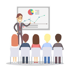 Businessman showing presentation.