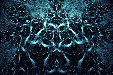 Abstract fractal background. Highly detailed background in cyan and blue tones with elements of spirals, lines and patterns. For your creative design