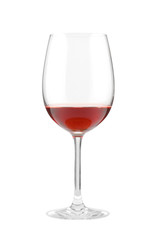 High glass with red grape wine isolated on white