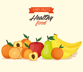delicious fruits healthy food vector illustration design
