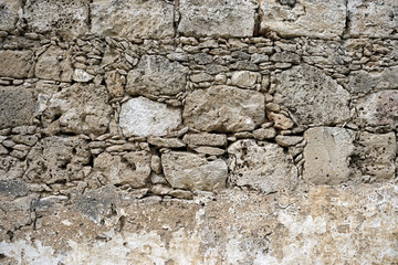 Close-up detail of ancient stone wall, Kyrenia, North Cyprus