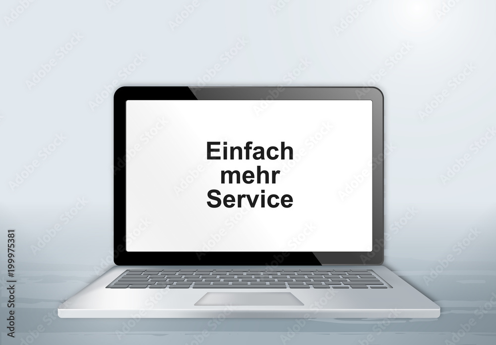 Poster laptop auf holztisch - einfach mehr service