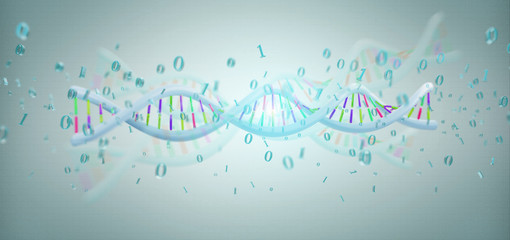 3d rendering data coded Dna with binary file around