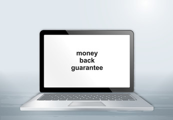 Laptop auf Holztisch - money back guarantee