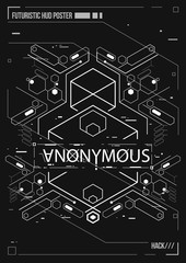 Cyberpunk futuristic poster. Retro futuristic poster template. Electronic music layout. Modern club party flyer.