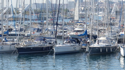 Luxury yachts in the port d Valencia in the mediterranean sea