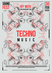 Cyberpunk futuristic poster. Retro futuristic poster template. Electronic music layout. Modern club party flyer.