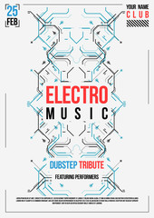 Cyberpunk futuristic poster. Retro futuristic poster template. Electronic music layout. Modern club party flyer.