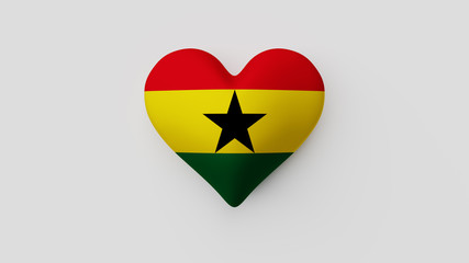 Corazón bandera Ghana. 3D