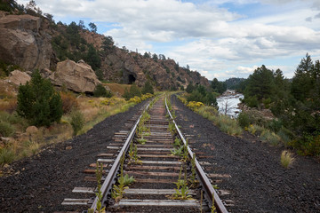 Rural railway line along the Arkansas River