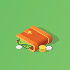 Wallet isometric icon isolated. Created For Mobile, Web, Decor, Print Products, Applications. Vector illustration.
