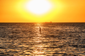 Beautiful sea landscape of man in Sea of Azov
