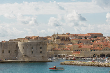 Panoramic view of the bay and Old Town of Dubrovnik, Croatia