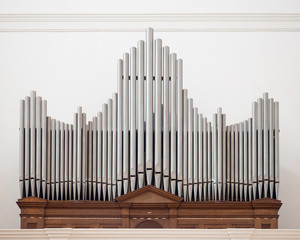 Organ above the entrance of a church.