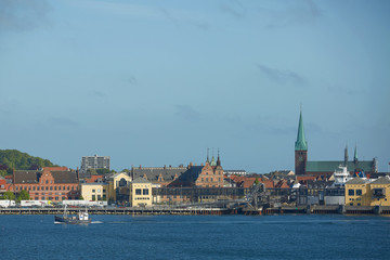 Fototapeta na wymiar View of Helsingor or Elsinore from Oresund strait in Denmark