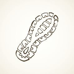 Footprints of shoes. Vector drawing