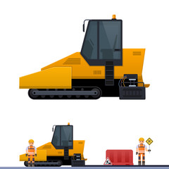 Vector illustration of an asphalt paver, construction road illustration