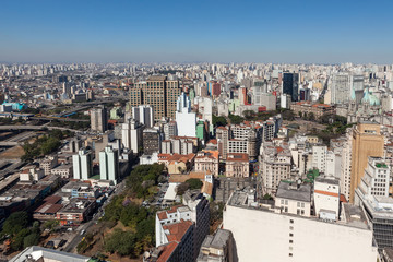 Cityscape of "S&atilde;o Paulo" with blue sky.