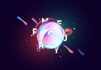 Mercury planet bright abstract illustration. Space theme art background © lauritta