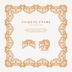 Traditional Chinese Golden Frame Tracery Design Decoration Elements