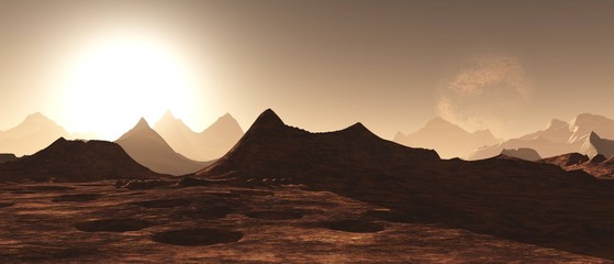 panorama of an alien landscape,  3D rendering   © ustas