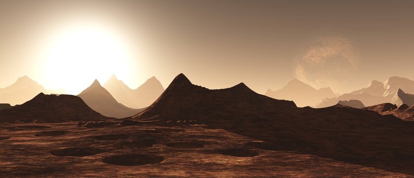 panorama of an alien landscape,
3D rendering
