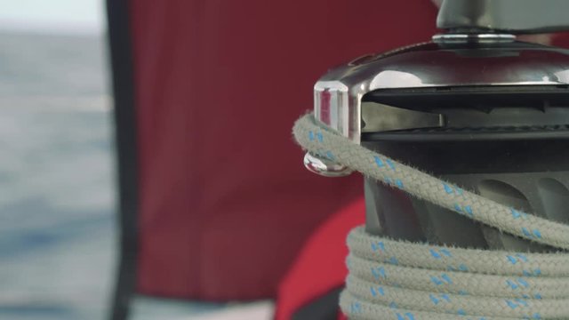 Close up veiw of windlass rope on it