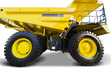 Mining truck with yellow color on studio