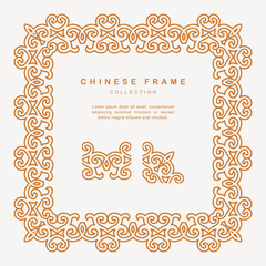 Traditional Chinese Golden Frame Tracery Design Decoration Elements