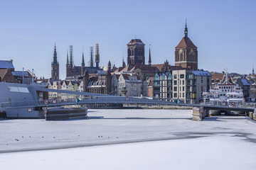 Winter panorama of Main Town in Gdańsk, Poland - obrazy, fototapety, plakaty