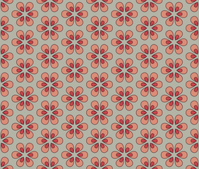 Grey orange seamless vector flower pattern - 199982345