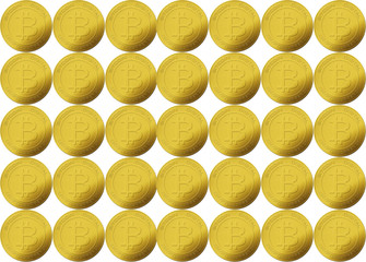 Various Bitcoin gold coin. Virtual cryptocurrency concept