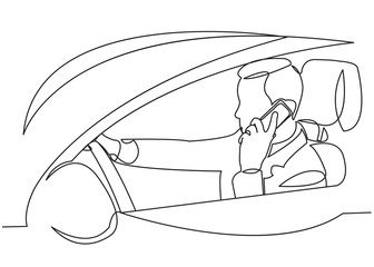 businessman talking on the phone while driving a car