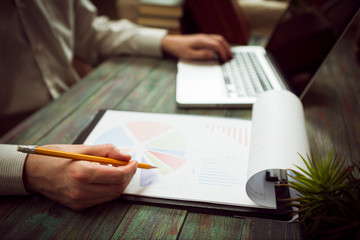 Business man calculate about cost and doing finance at office finance managers task concept