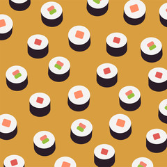 Sushi pattern. Vector illustration.