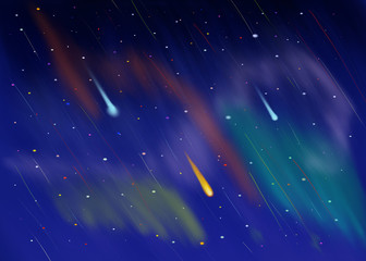 Cosmic night sky with shooting stars backgroung