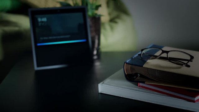 4K Close-Up Of Smart Home Device Showing Video